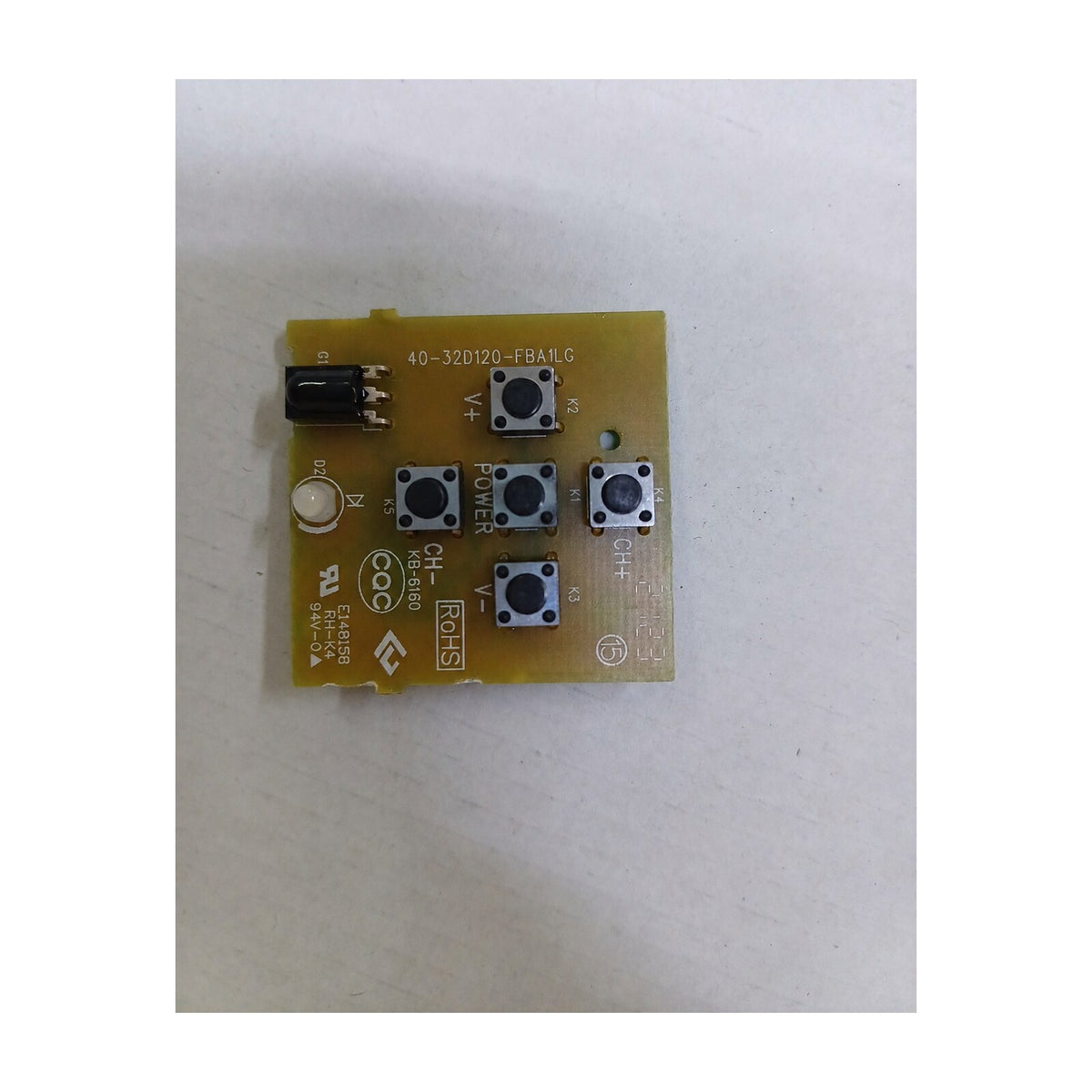 Tastiera comandi e ricevitore IR TCL 40-32D120-FBA1LG fronte