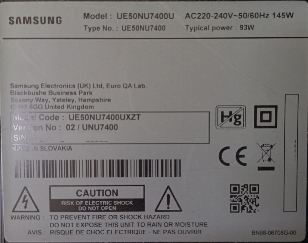 Ricambi Samsung UE50NU7400U lotto 351/2023