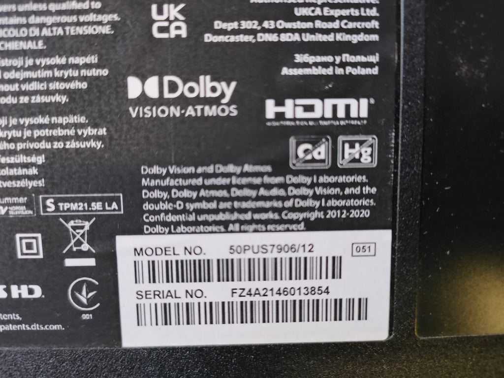 Ricambi TV Philips 50PUS7906/12 - Mainboard PSU T-Con Altoparlanti WiFi IR