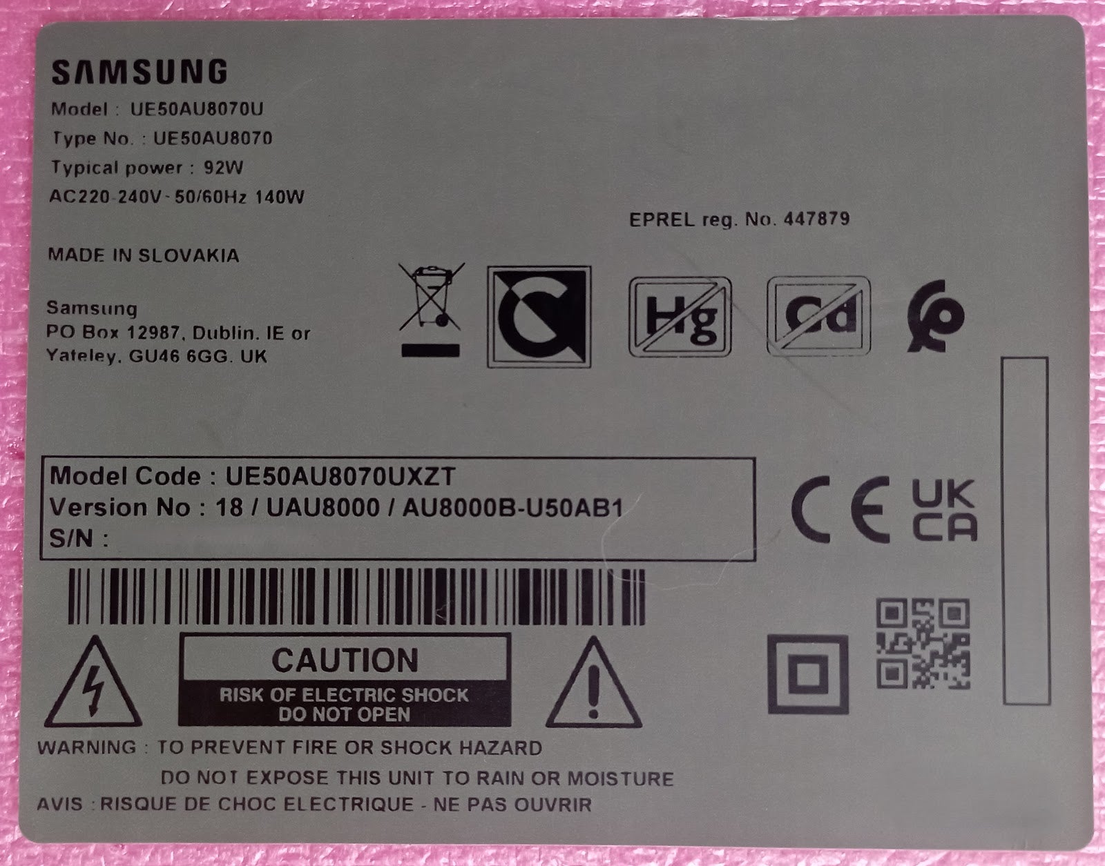 UE50AU8070U SAMSUNG