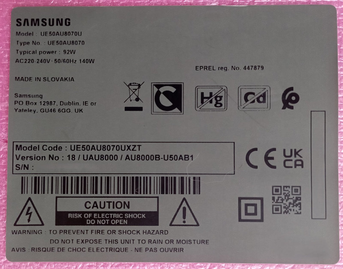 Ricambi Samsung UE50AU8070U — inventario unificato