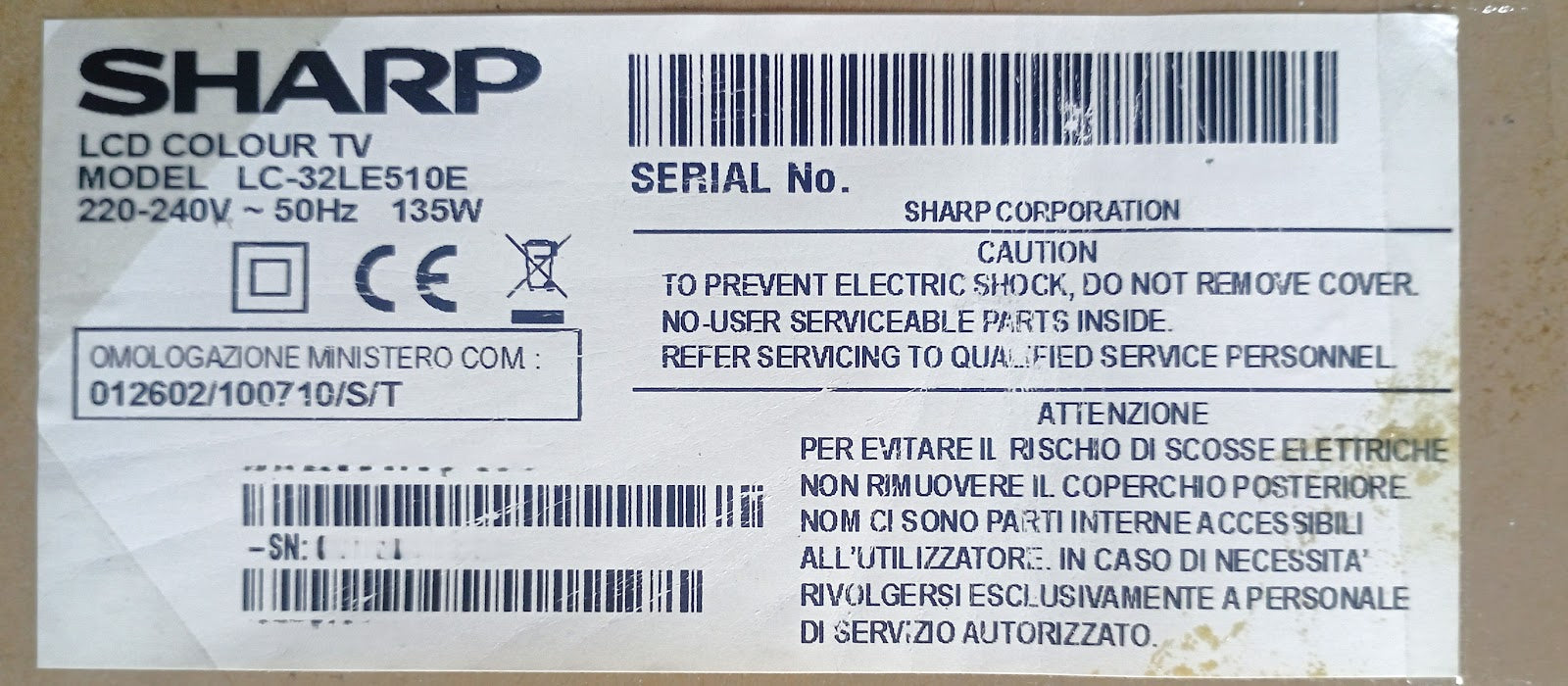 SHARP LC32LE510E
