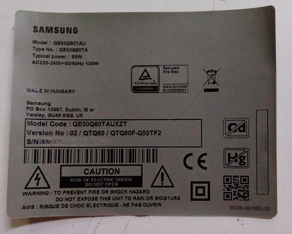 820 2024 Ricambi TV Samsung QE50Q60TAU - Main / PSU / Altoparlanti / Sensore IR WiFi