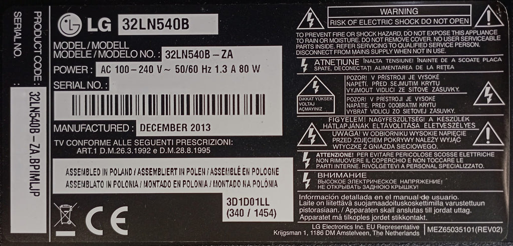 Ricambi TV LG 32LN540B