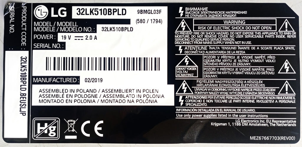 32LK510BPLD LG