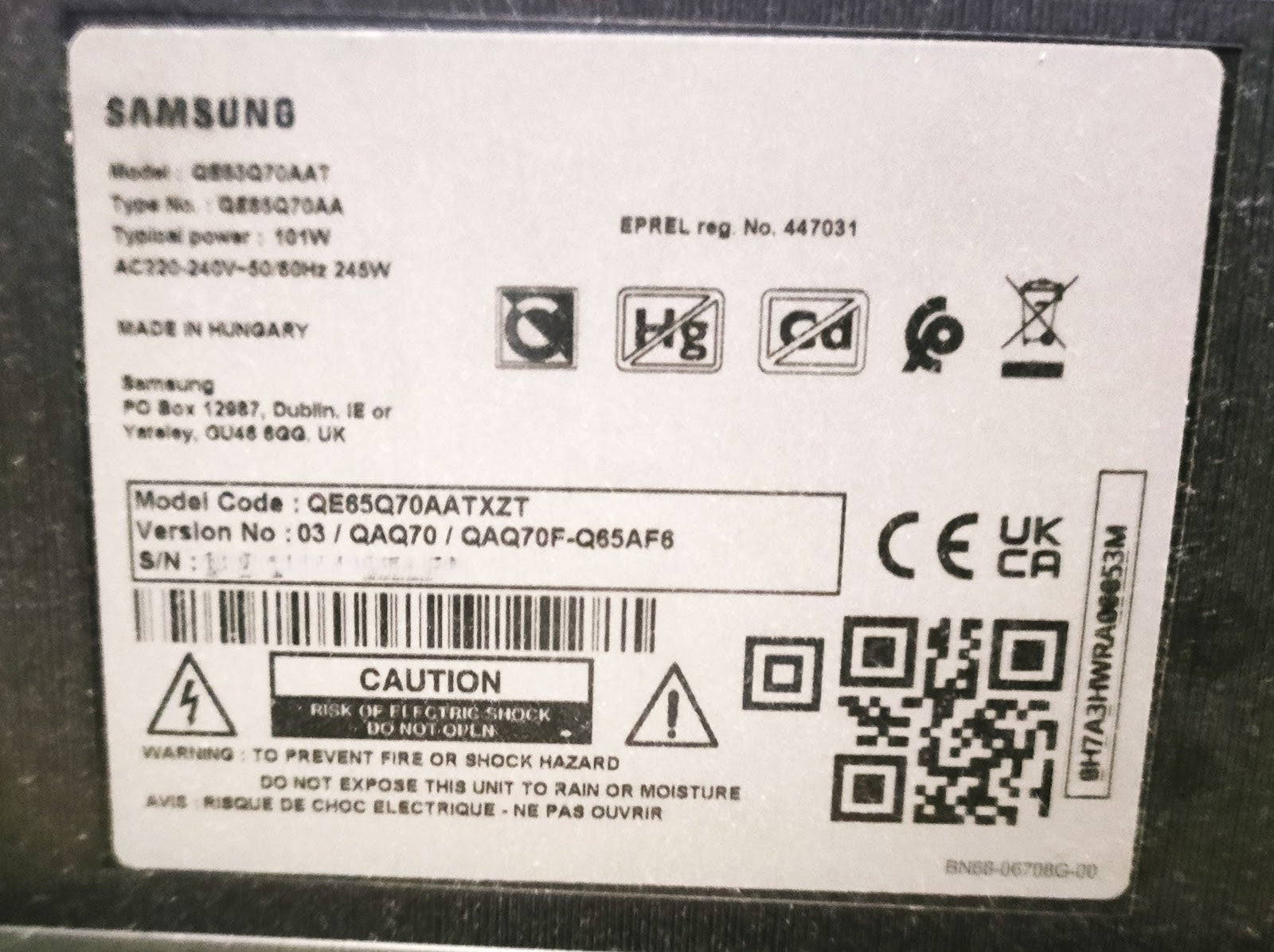 SAMSUNG QE65Q70AATXZT