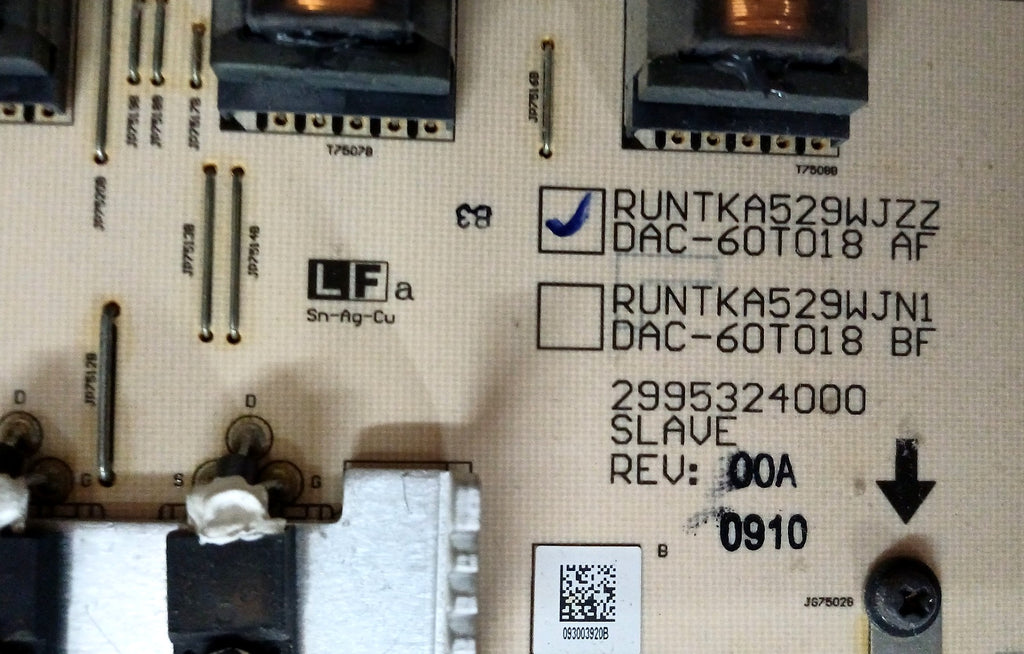 Inverter slave Sharp RUNTKA529WJZZ dettaglio codice