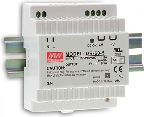 Alimentatore Switching Mean Well DR-60-5 5V 60W DIN Rail