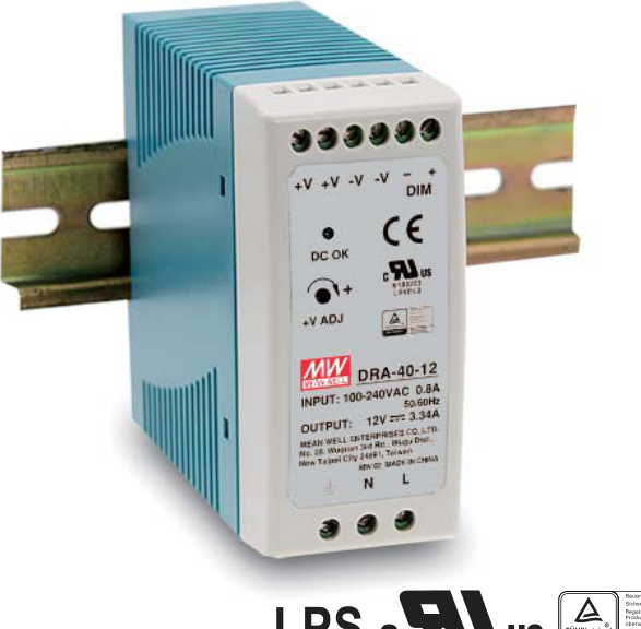 Alimentatore Switching Mean Well DRA-40-12 12V 40W