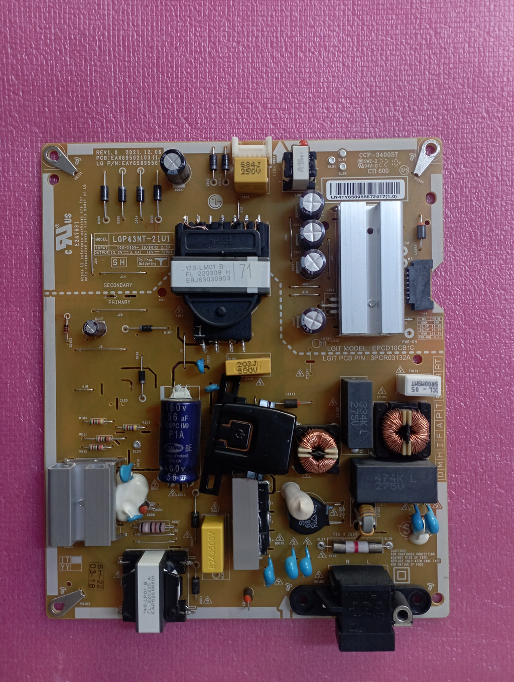EAY65895567 LGP43NT-21U1 PSU / SCHEDA ALIMENTAZIONE PER TV LG   CRB38688101  EAY65895501 EAY65895502