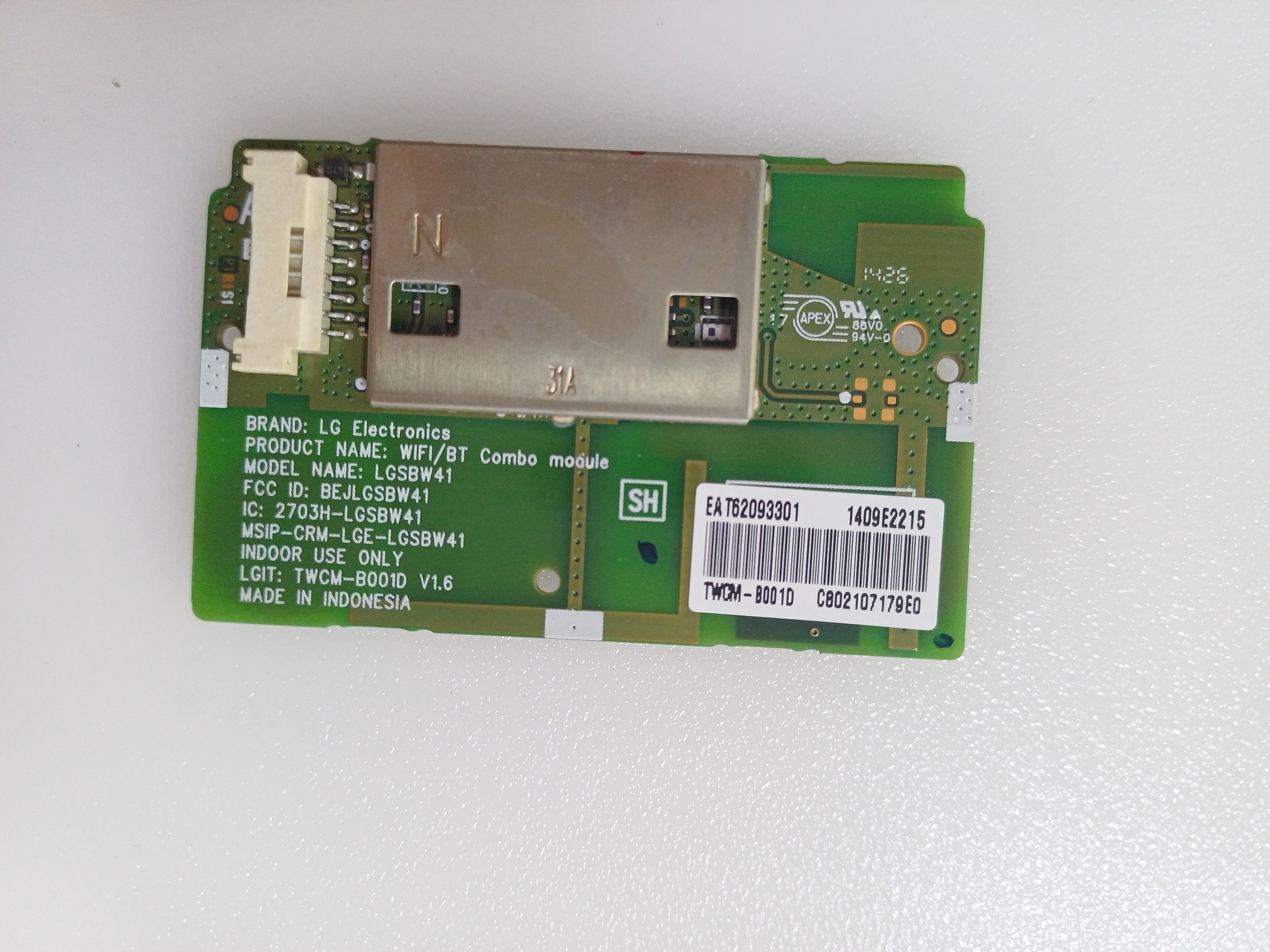 Etichetta modulo WiFi EAT62093301 LG5BW41