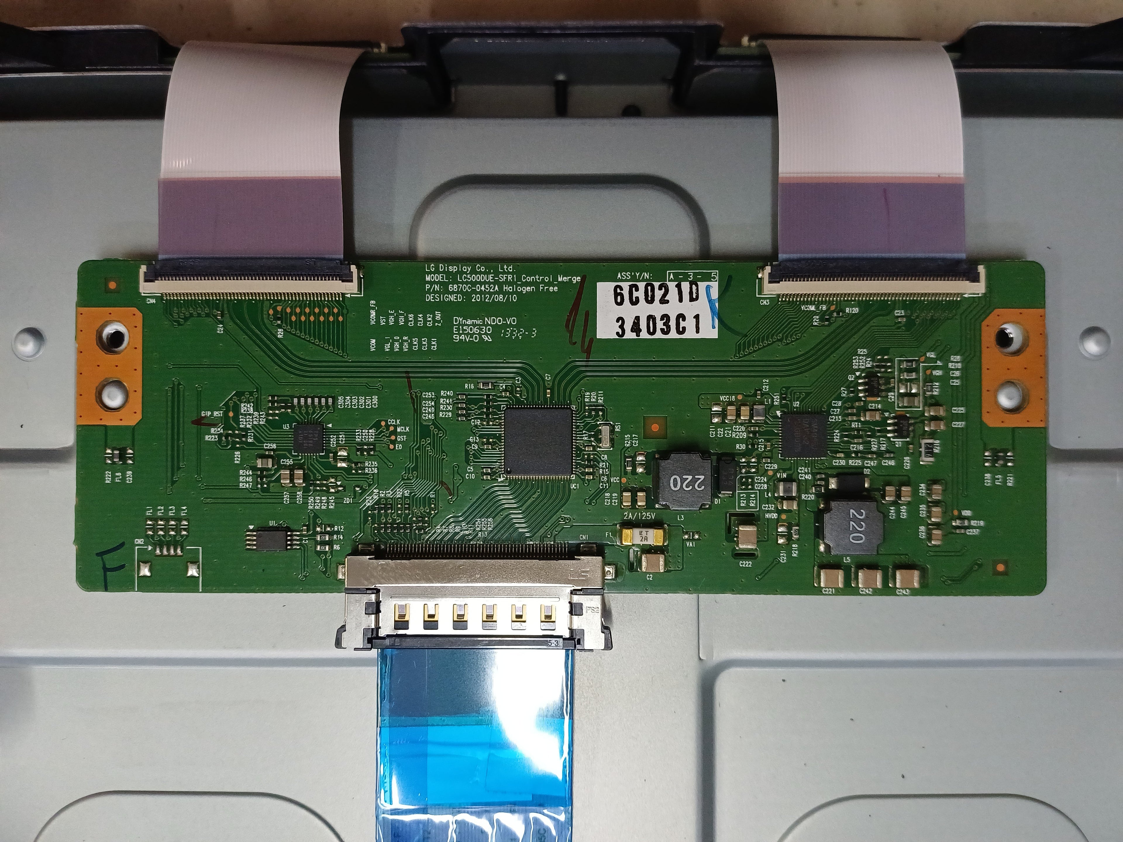 T-Con Board LG 42LA620S - etichetta 6C021D 3403C1 e P/N 6870C-0452A