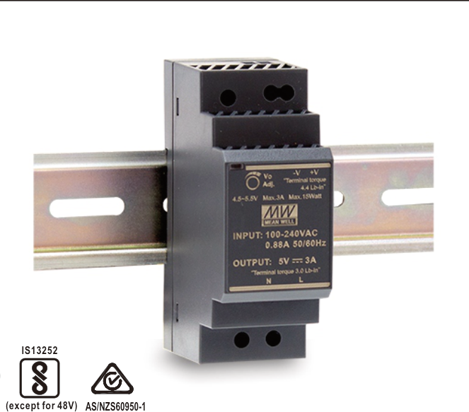 Alimentatore Switching Mean Well HDR-60-24 24V 60W DIN Rail