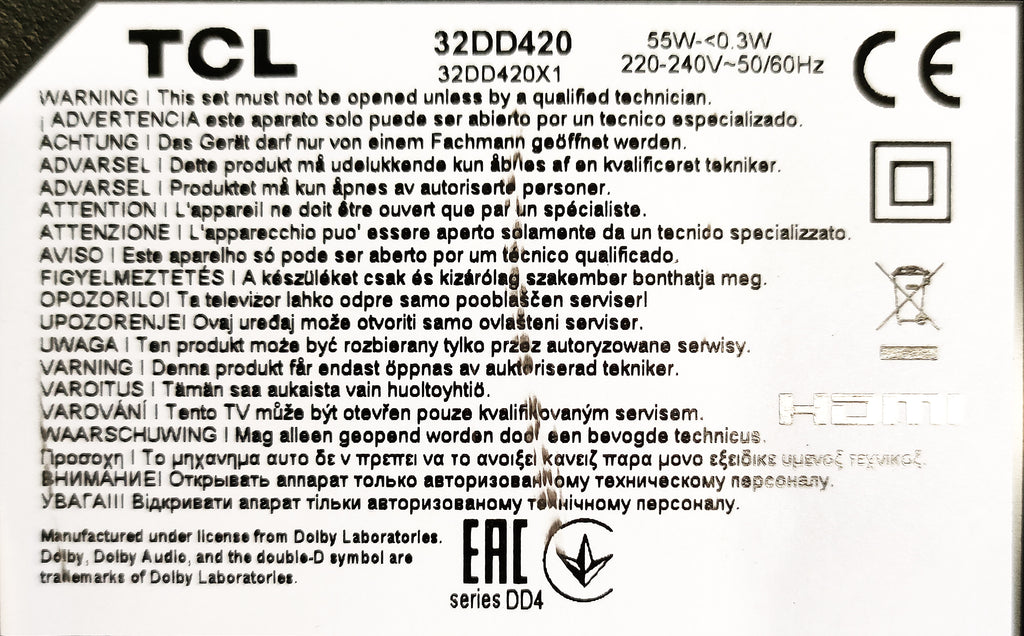 Ricambi TV TCL 32DD420 - Altoparlanti Tastiera Flat
