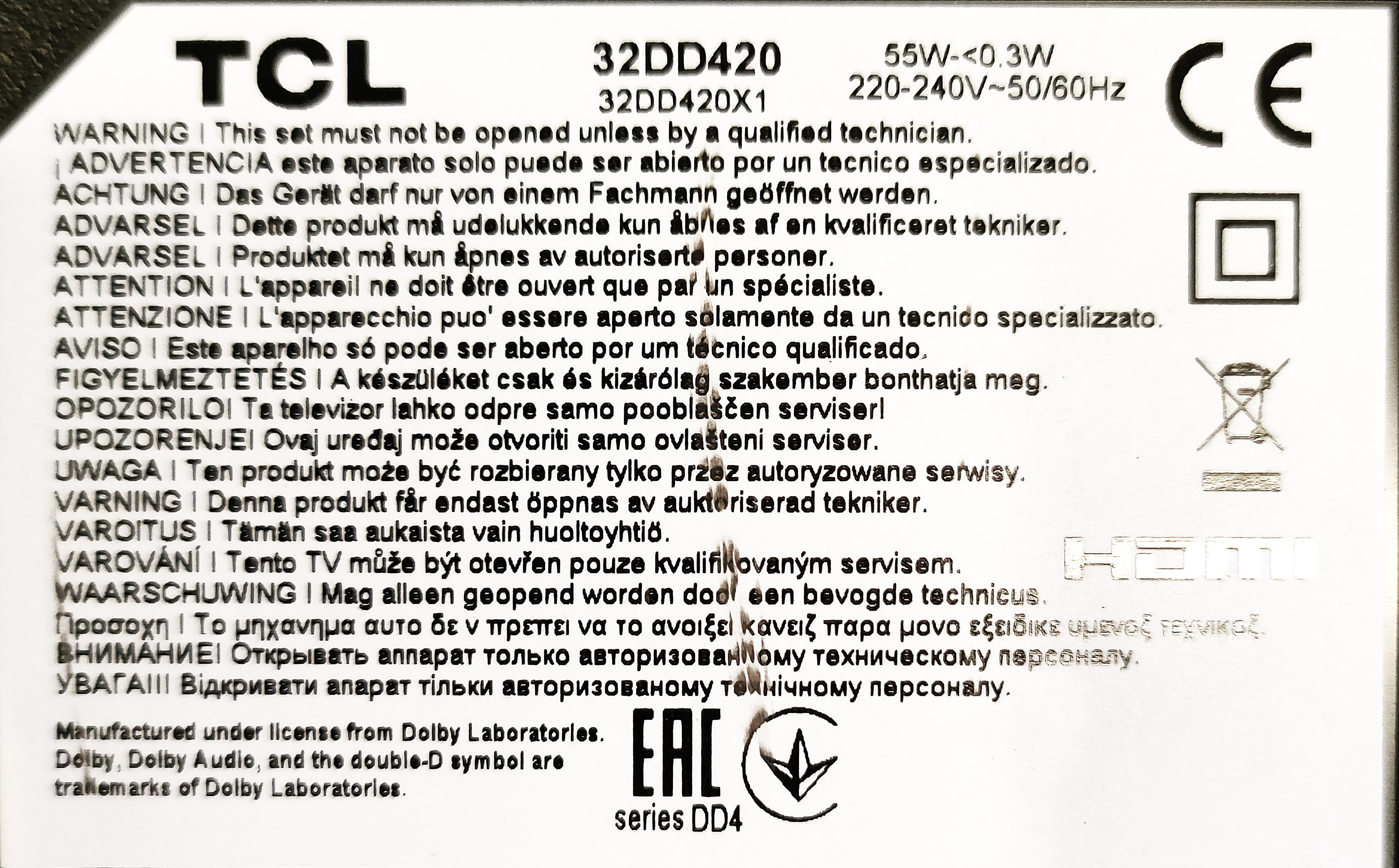 Ricambi TV TCL 32DD420 - Altoparlanti Tastiera Flat
