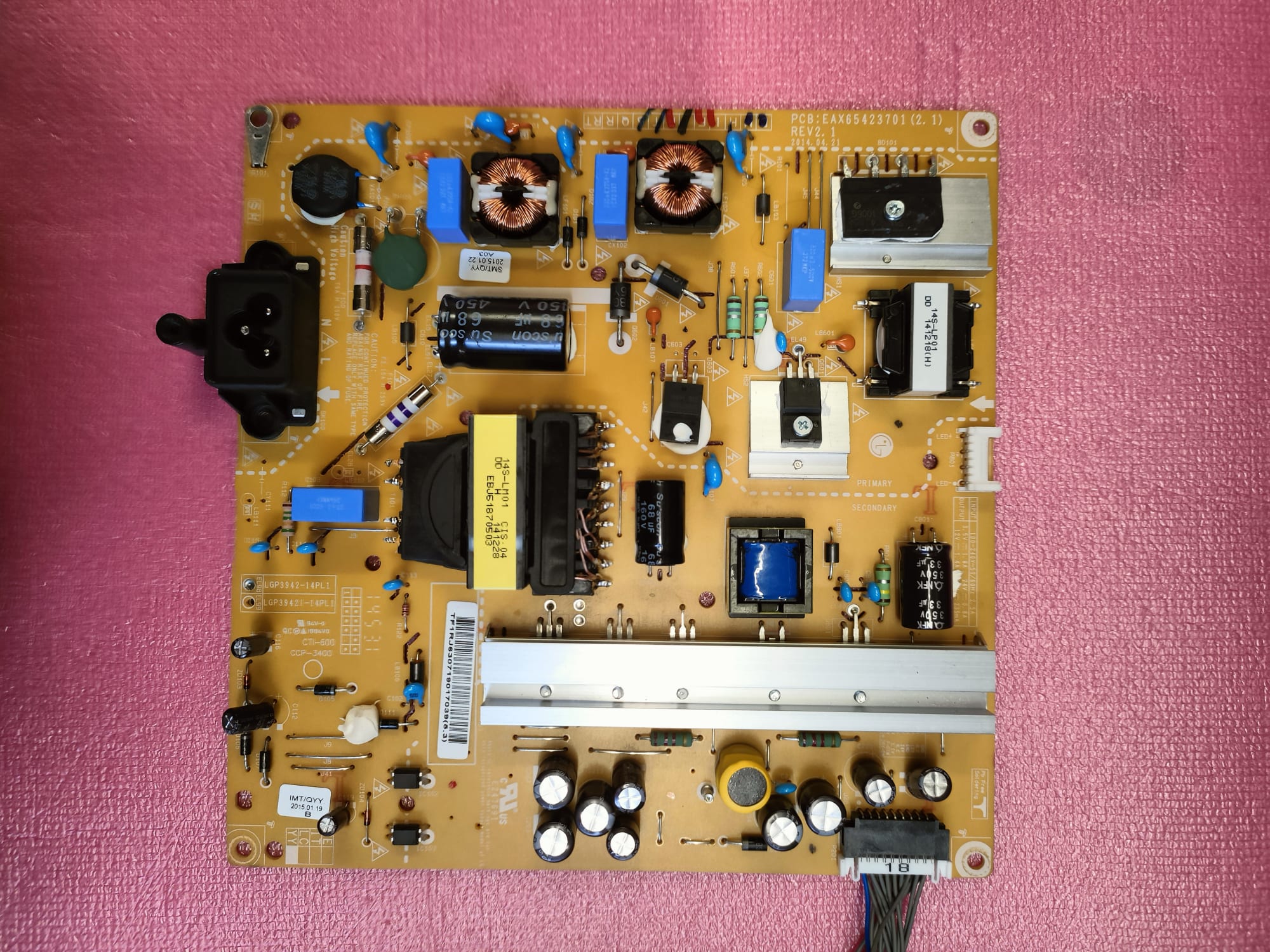 Scheda Alimentazione LG 42LF580V EAY63071901 Testata