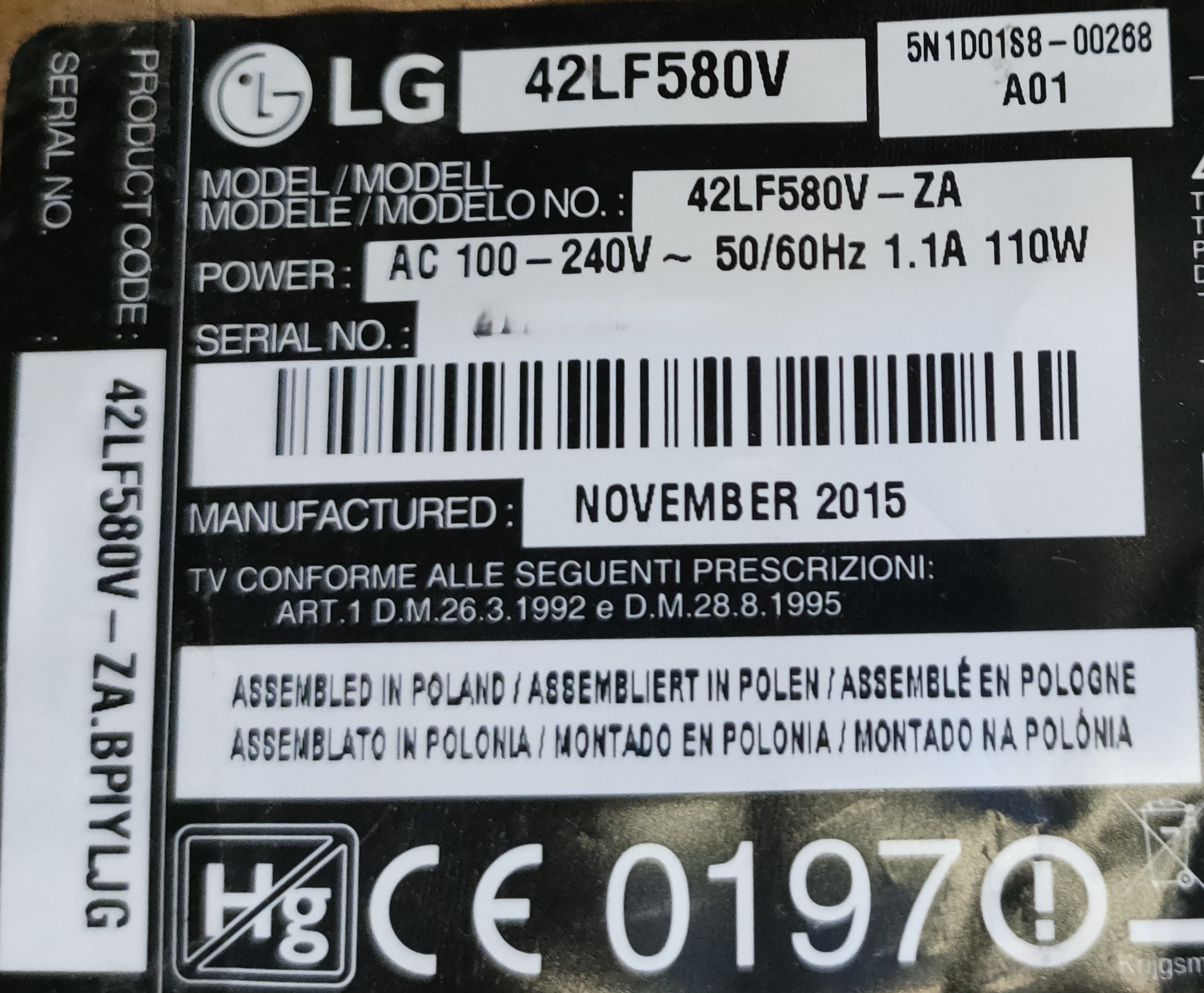 LG 42LF580V