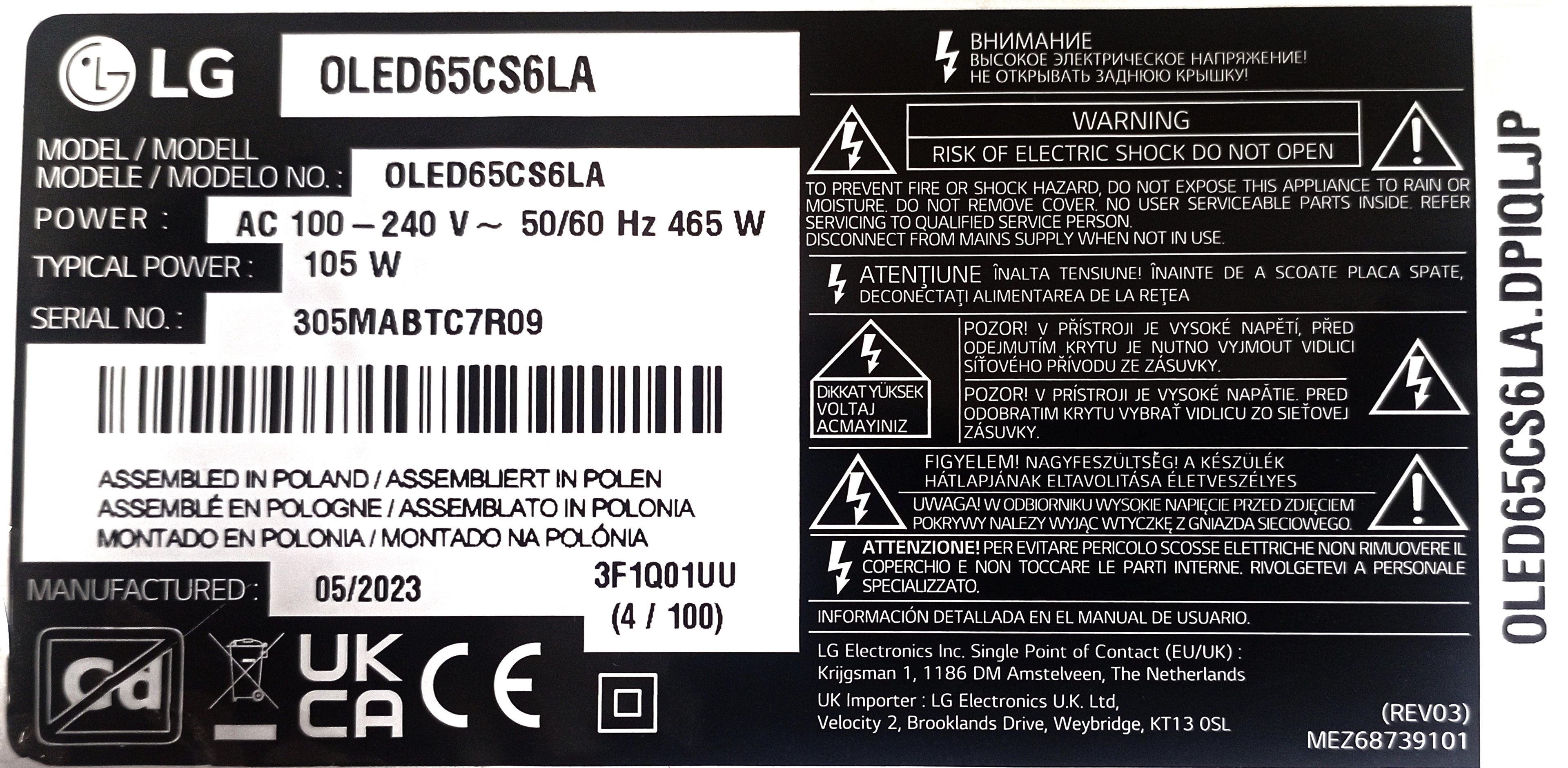 OLED65CS6LA TV LG