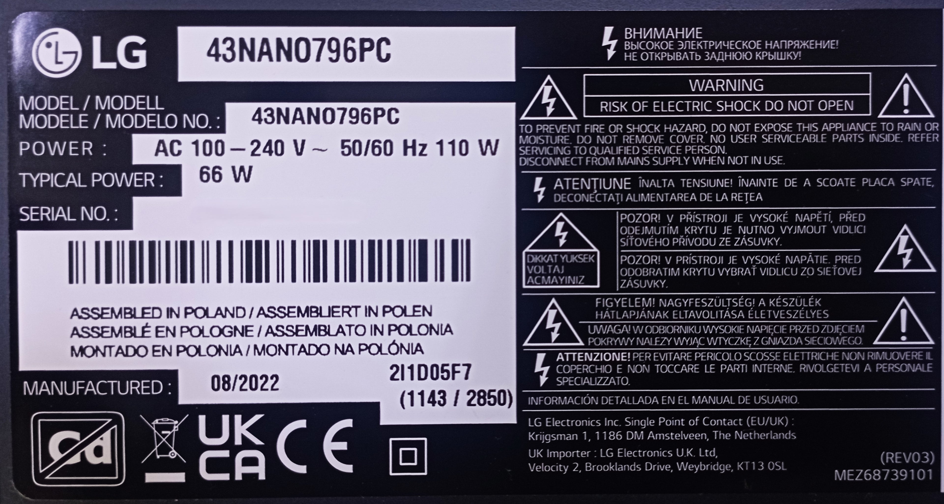 43NANO796PC LG