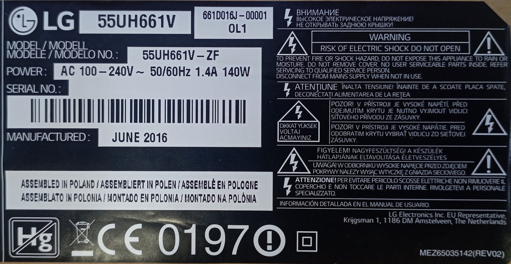 Ricambi TV LG 55UH661V - Mainboard PSU WiFi Altoparlanti IR