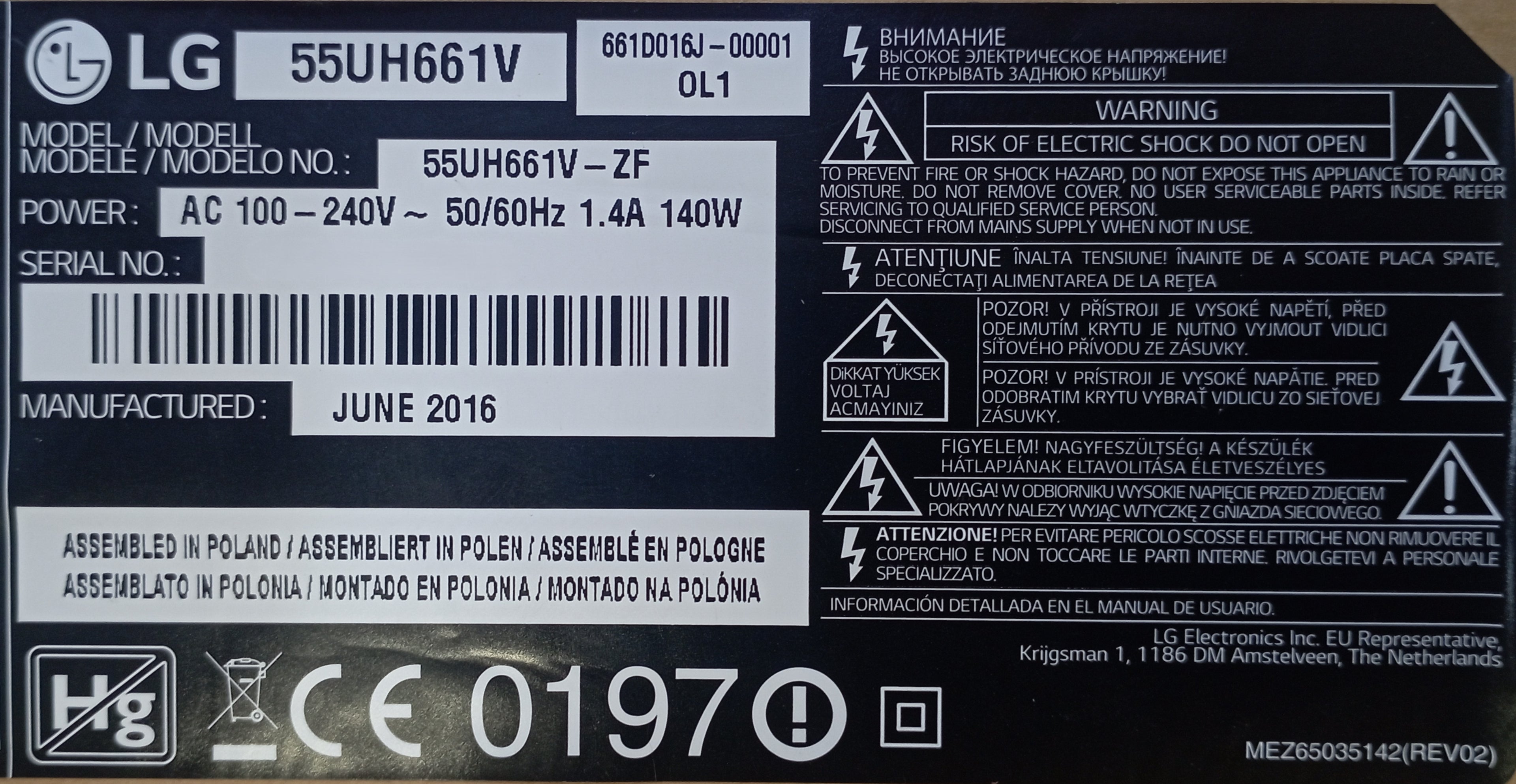 Ricambi TV LG 55UH661V - Mainboard PSU WiFi Altoparlanti IR