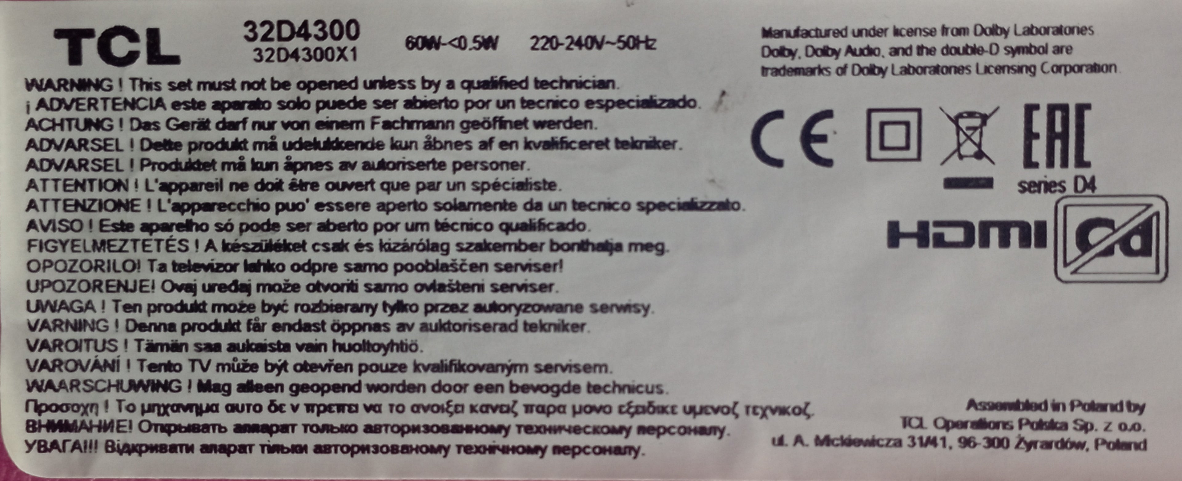 32D4300 TCL