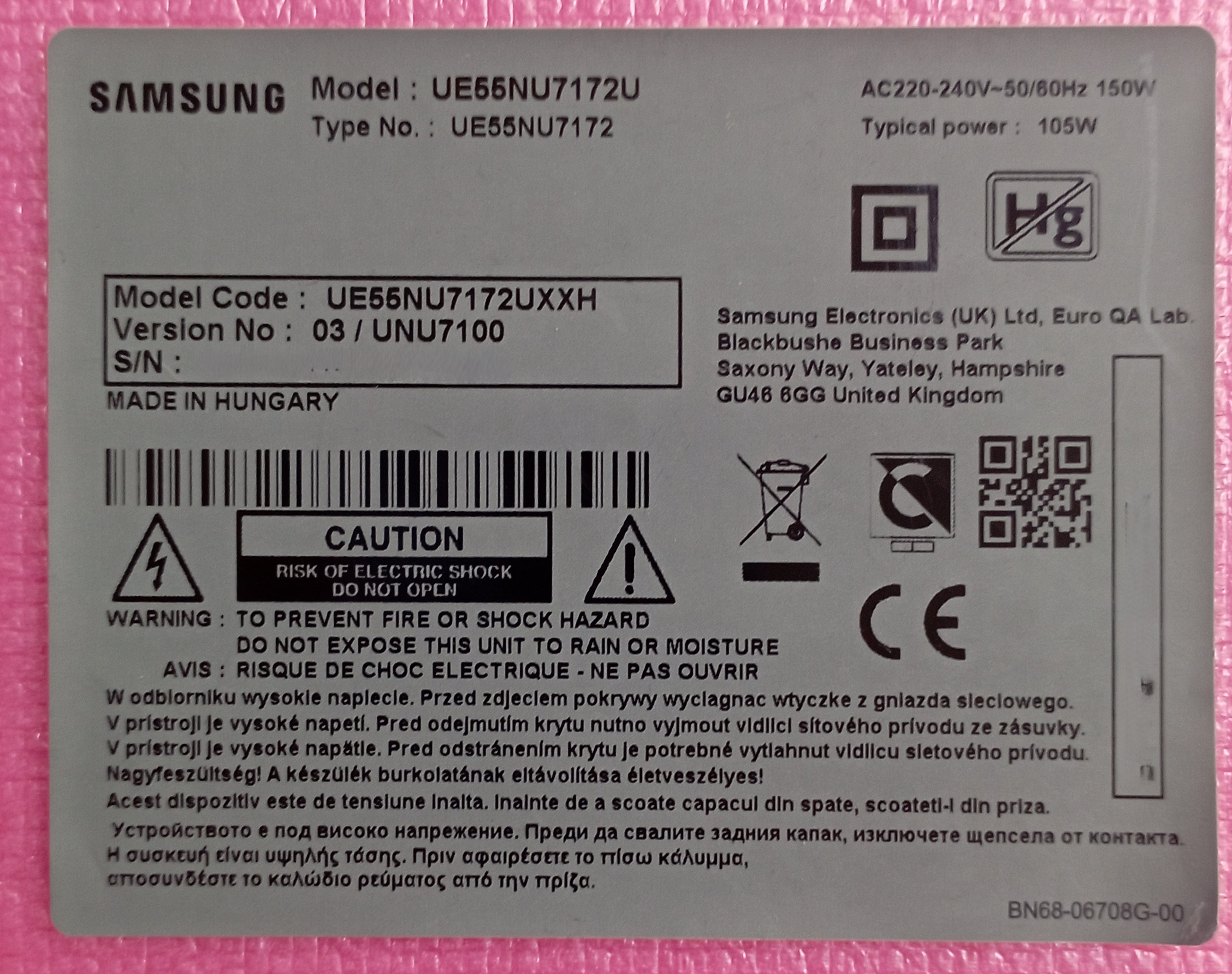 UE55NU7172U SAMSUNG
