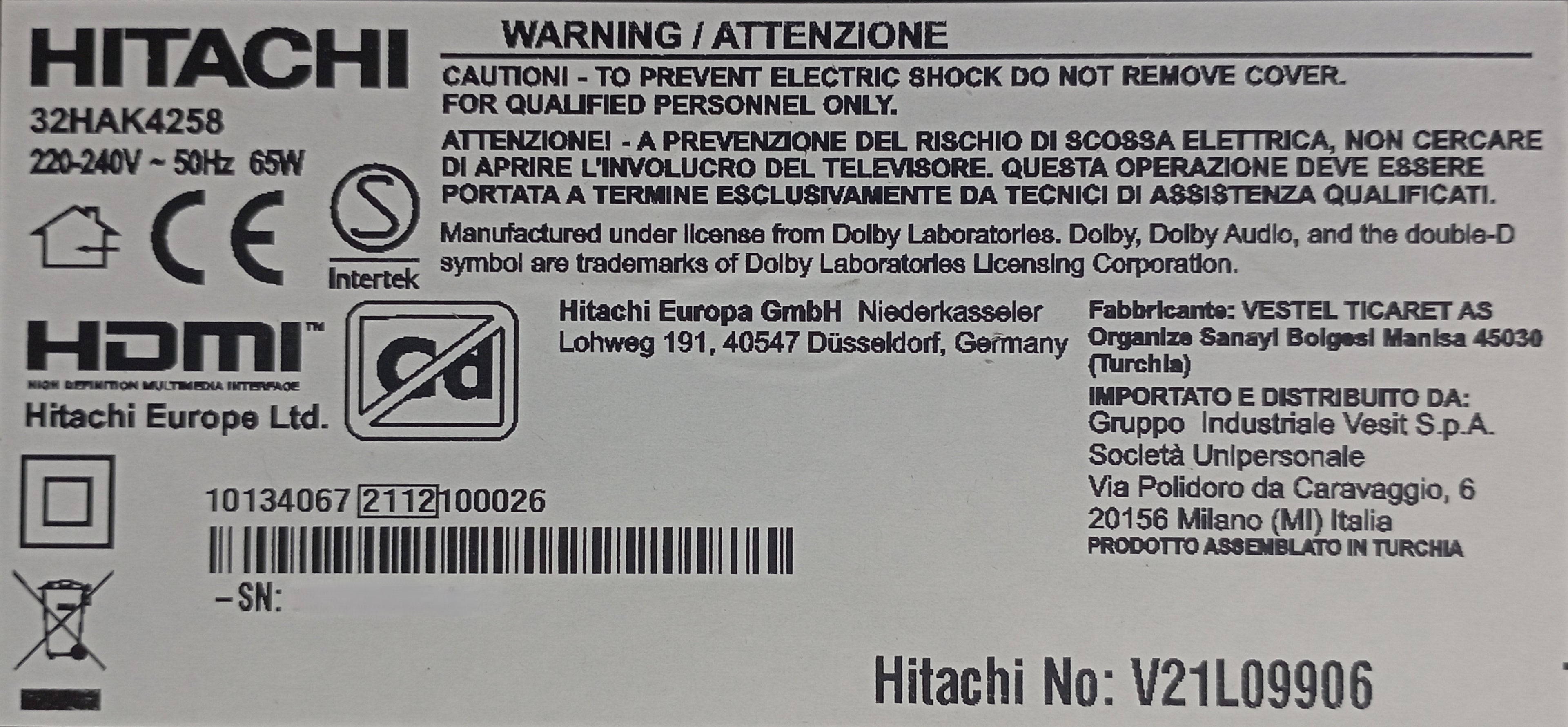 32HAK4258 HITACHI (non disponbile) (da eliminare) (duplicato)