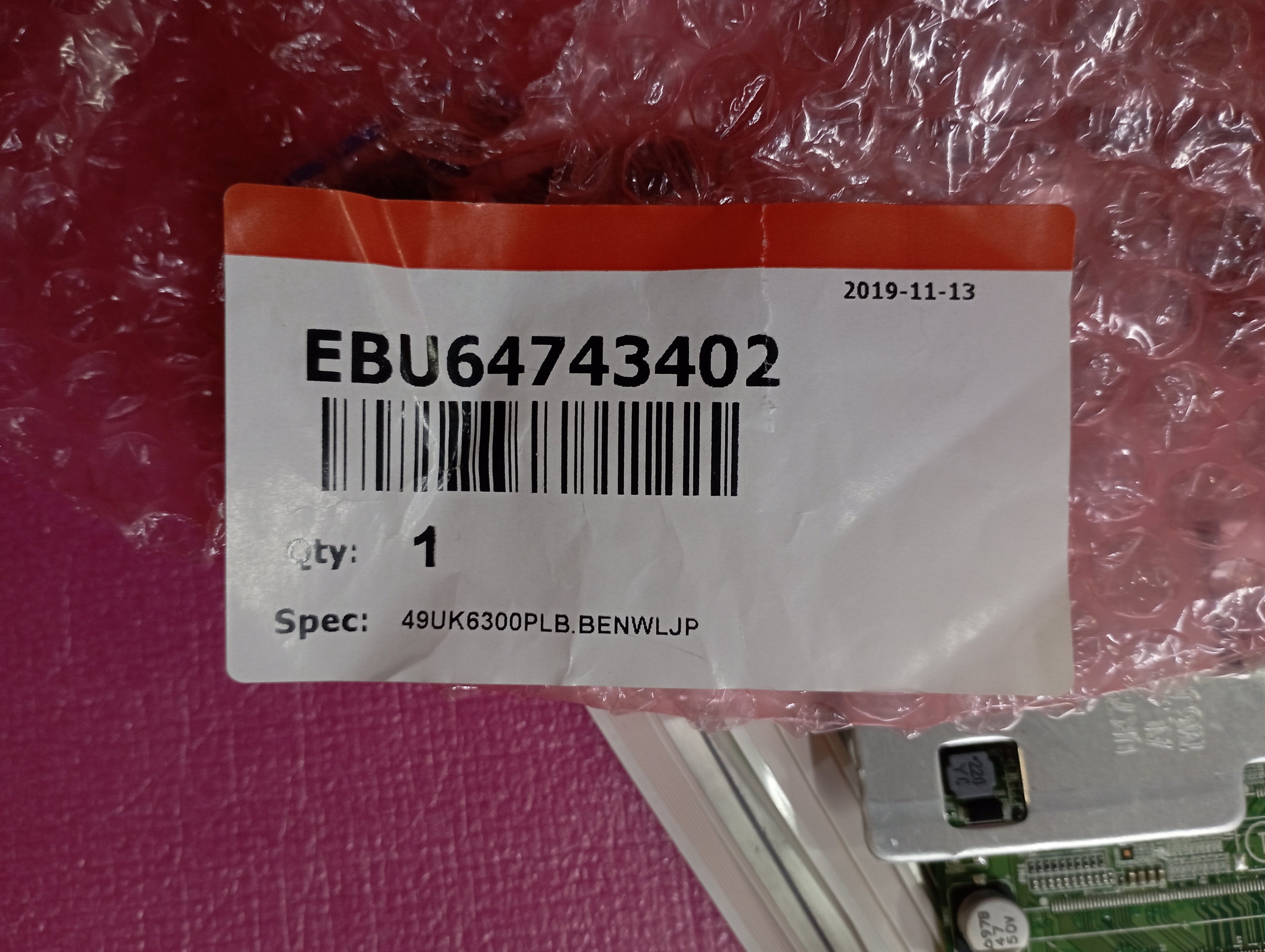 EBU64743402 EAX67872805 (1.1) MAINBOARD / SCHEDA MADRE PER TV LG 49UK6470 + CAVI FLAT