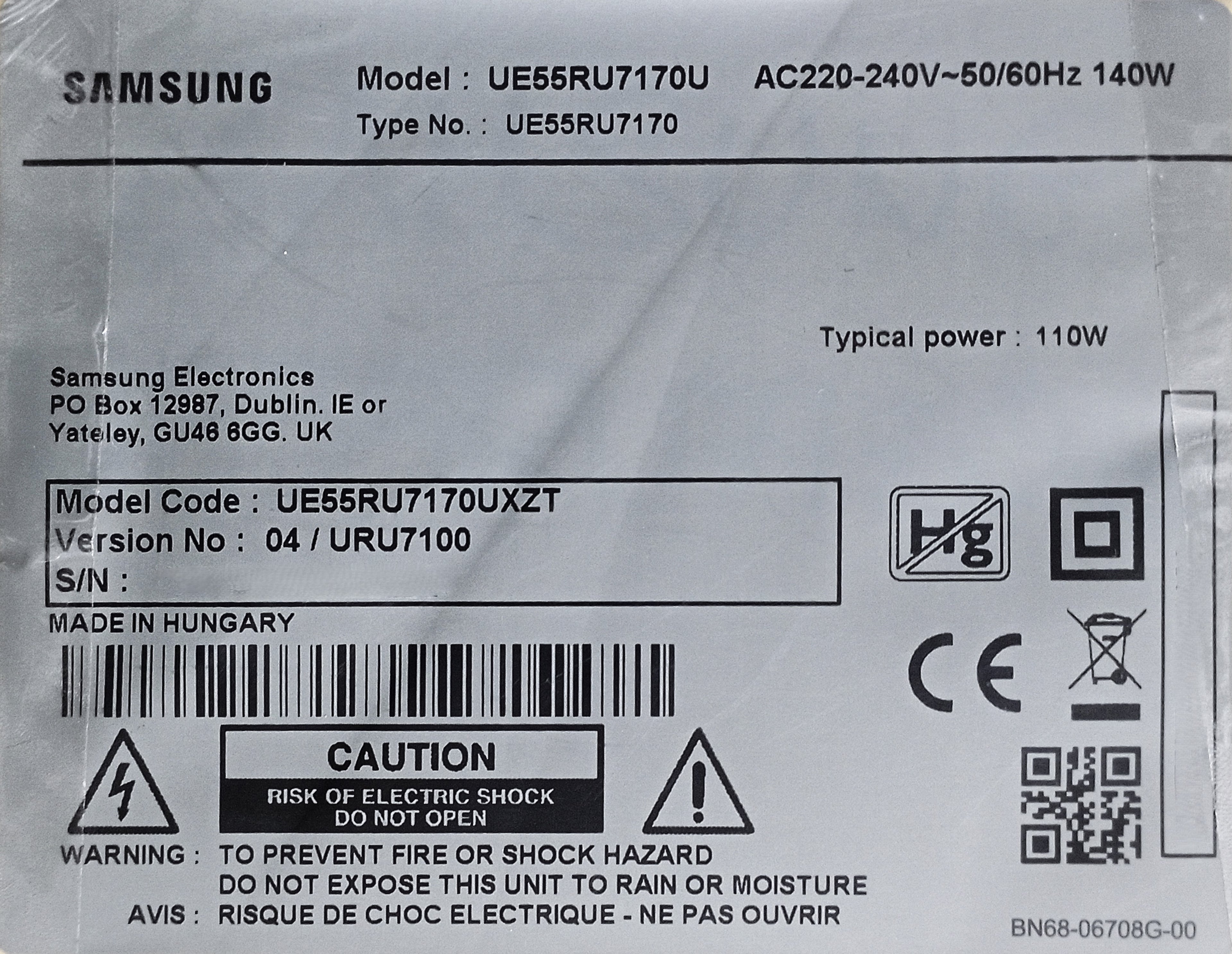 UE55RU7170UXZT SAMSUNG