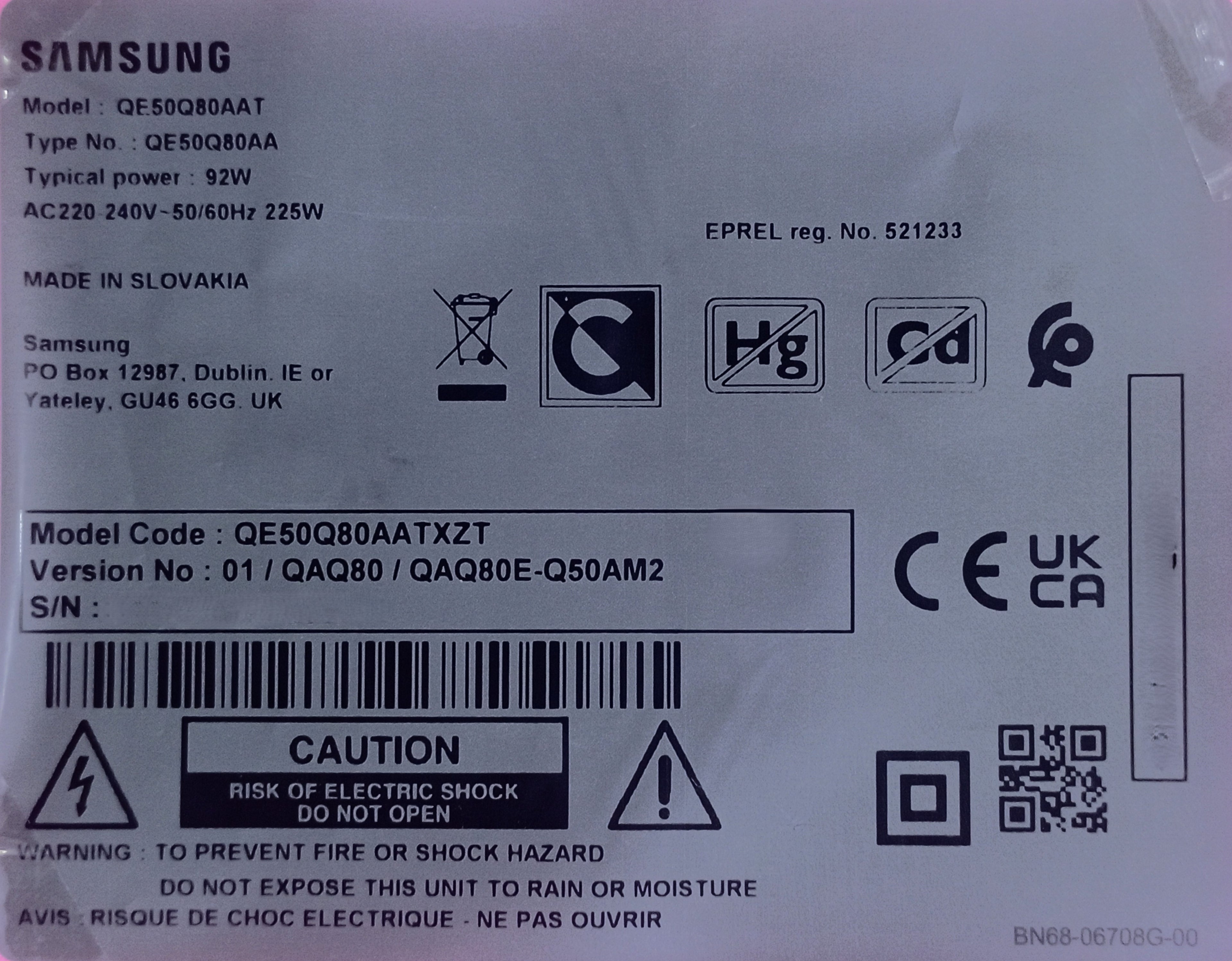 SAMSUNG QE50Q80AATXZT