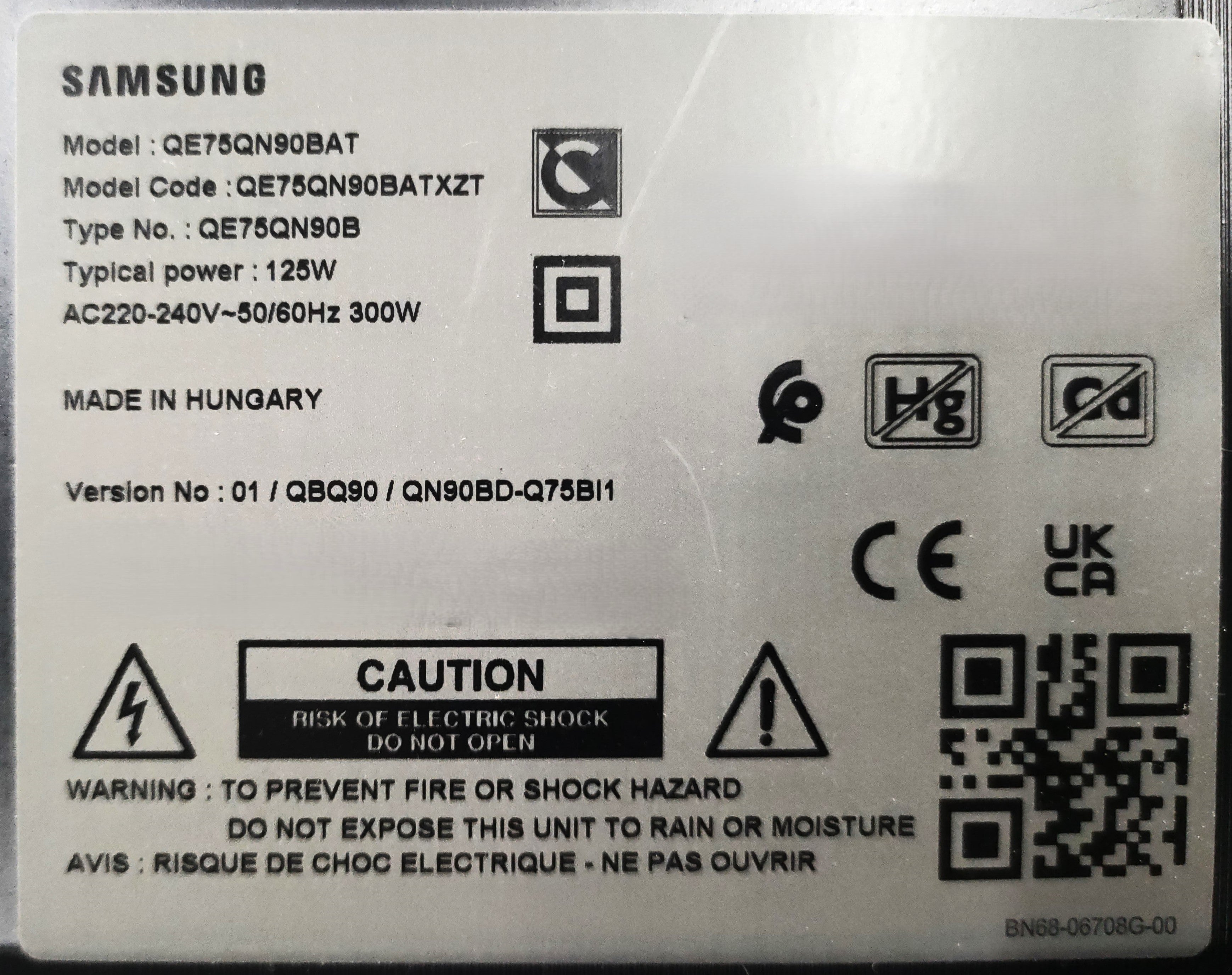 BN44-01168B Alimentatore Samsung QE75QN90BAT Testato
