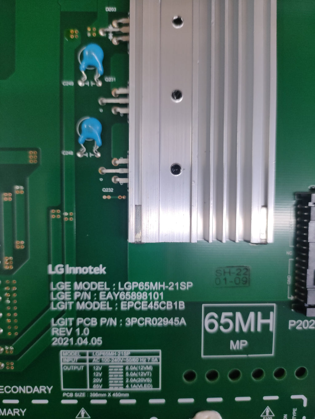 EAY65898101 Alimentatore LG 65QNED996PB Testato