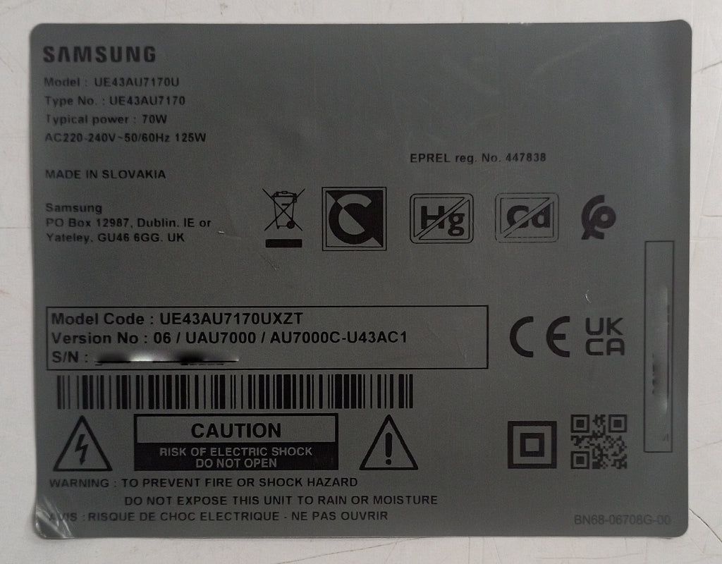 UE43AU7170UXZT SAMSUNG