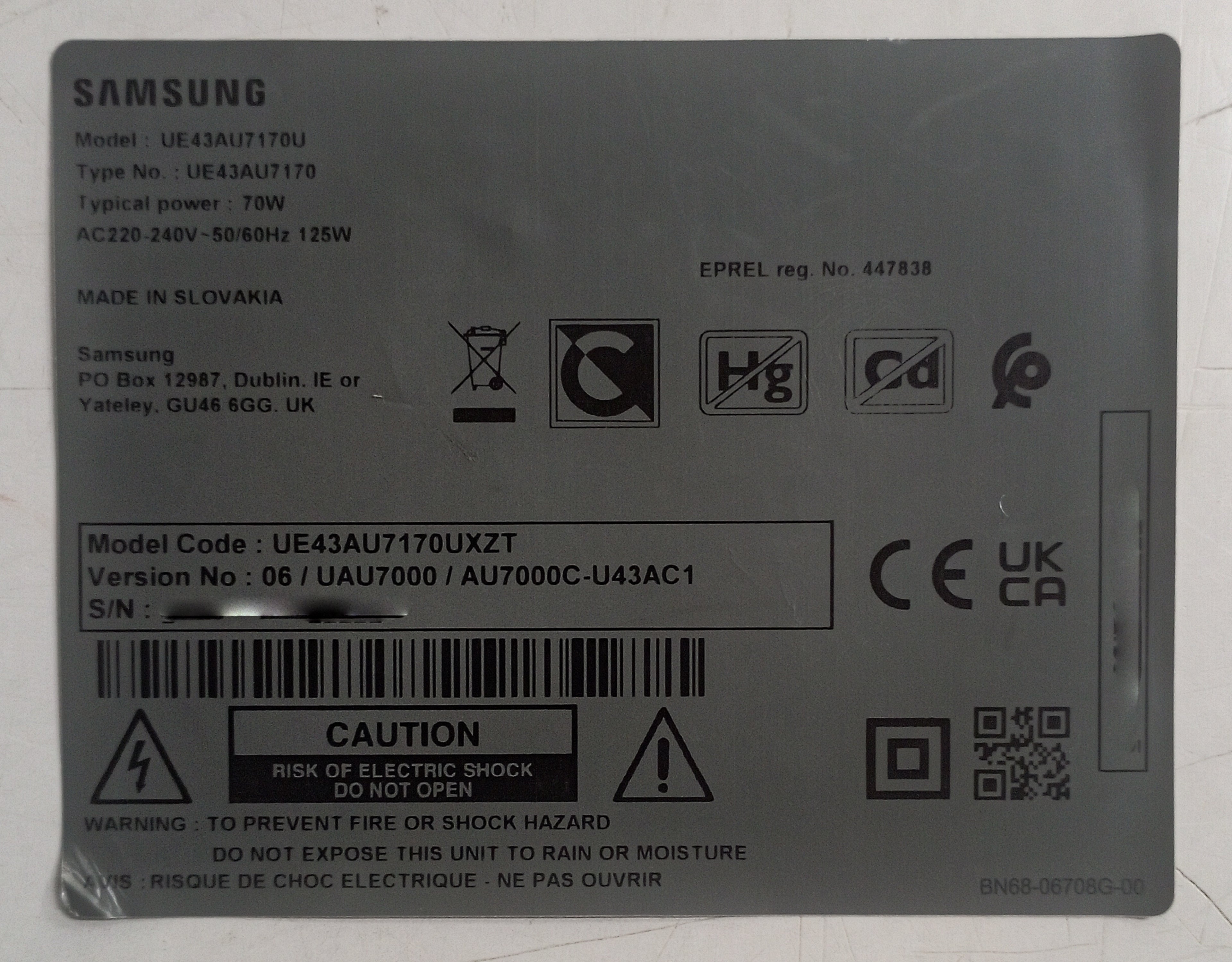 UE43AU7170UXZT SAMSUNG