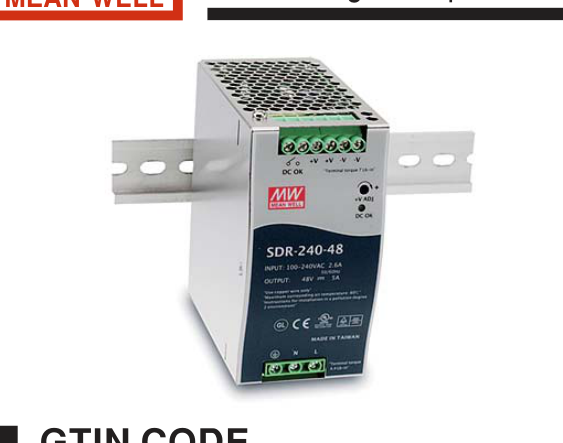 Alimentatore Switching Mean Well SDR-240-24 24V 10A 240W DIN Rail
