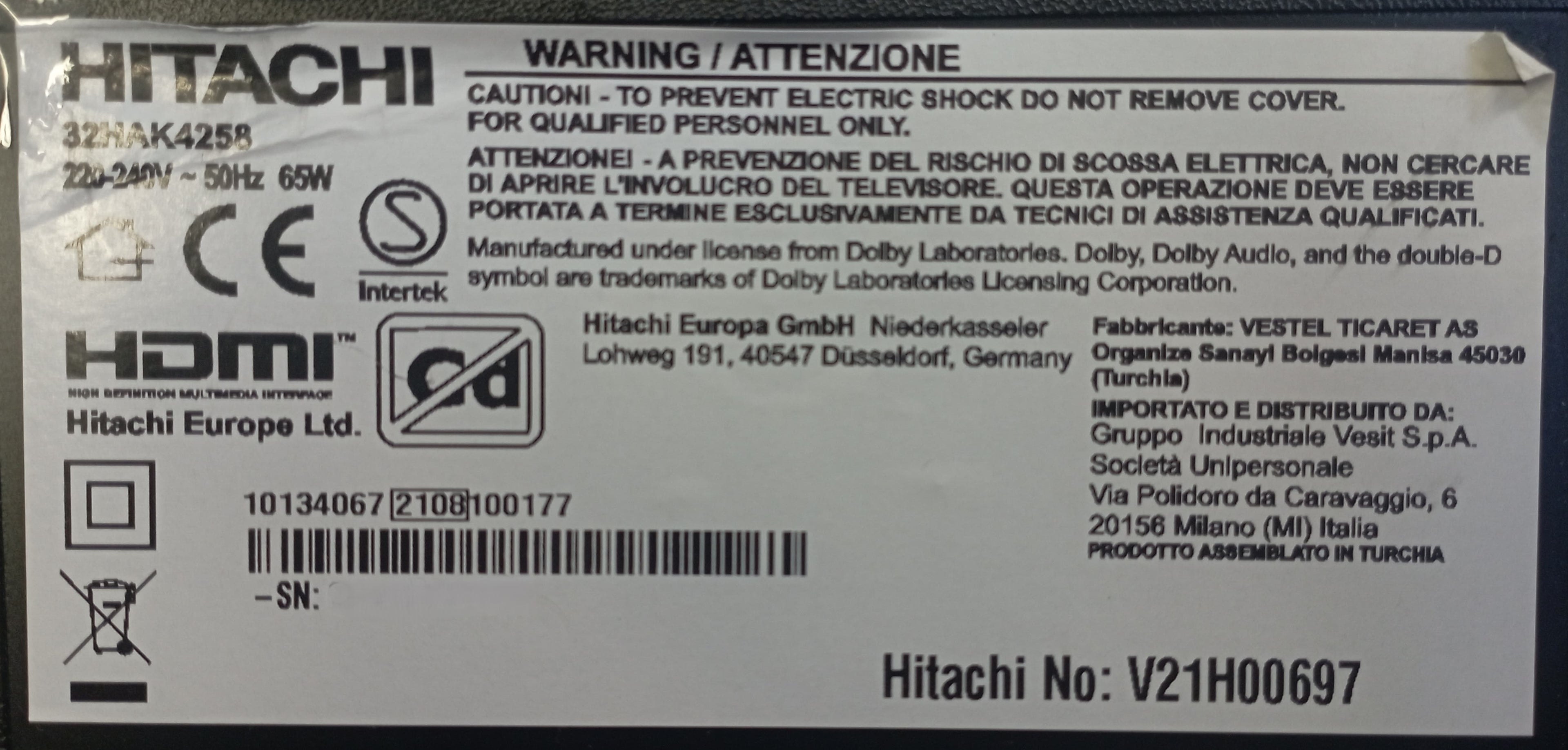 HITACHI 32HAK4258