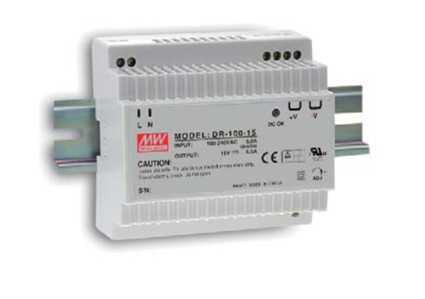 Alimentatore Switching Mean Well DR-100-24 24V 4.2A 100W DIN Rail