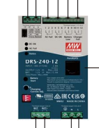 Alimentatore Mean Well serie DRS-240 — Immagine indicativa della serie. Verrà spedito esattamente il modello DRS-240-24 (24V 10A 240W) come indicato nel titolo.