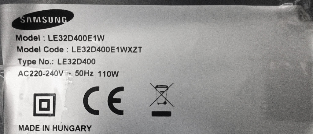 Etichetta TV Samsung LE32D400E1W modello LE32D400E1WXZT