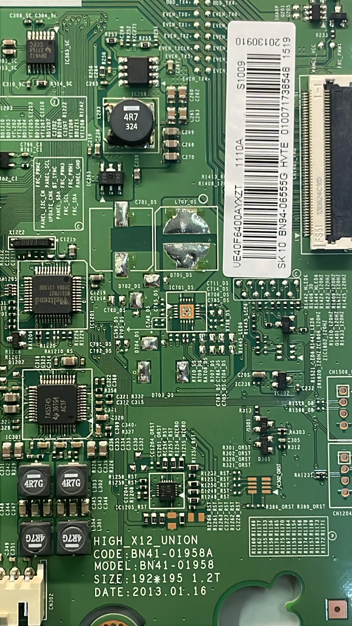 Samsung UE40F6400AY mainboard BN94-06655G dettaglio PCB BN41-01958A